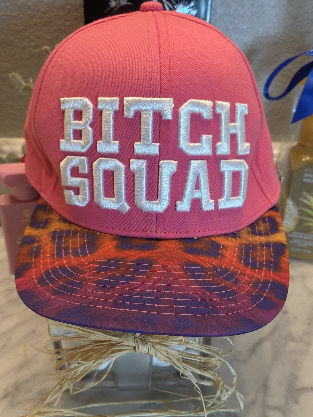 NWOT Pink Funny Embroidered Animal Print  Snapback Hat